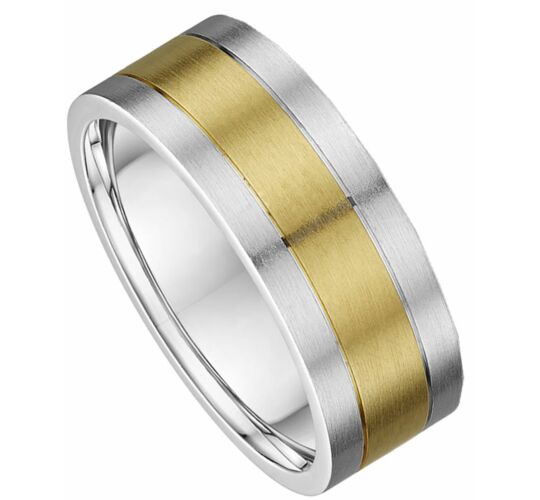 8mm Flat Court Medium Two Tone Plain Wedding Ring | C856A11G  5230 WFAM